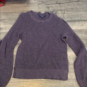 Purple sweater with balloon sleeves